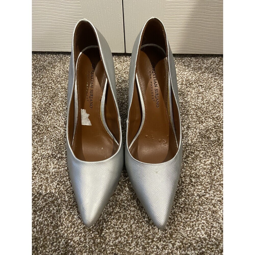 Christian Siriano For Payless Habit Pointed Toe Pump Heels Silver Women's Sz 7.5